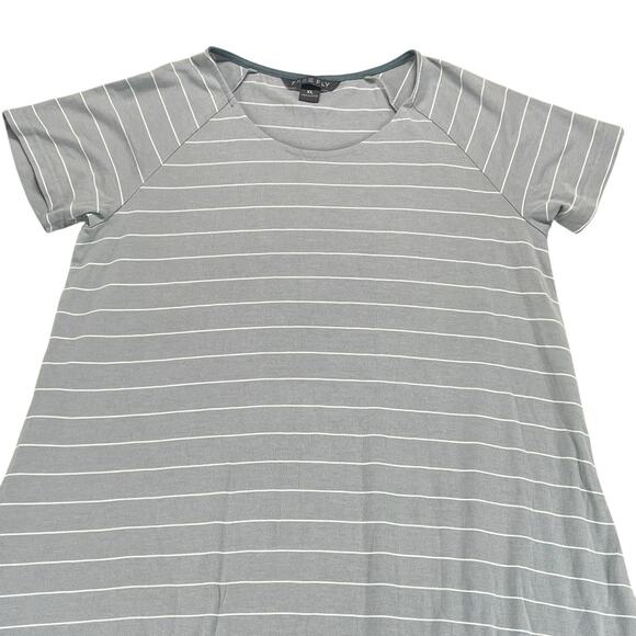 Free Fly Shirt Dress Womens Sz XL Bamboo Dockside Gray White Striped Comfy Cozy - Picture 2 of 12
